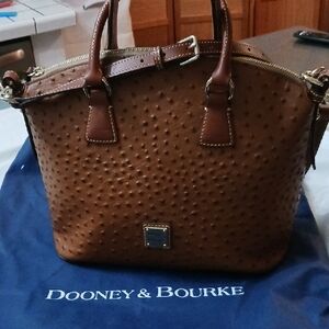 Dooney & Bourke Ostrich-Embossed Brown Satchel